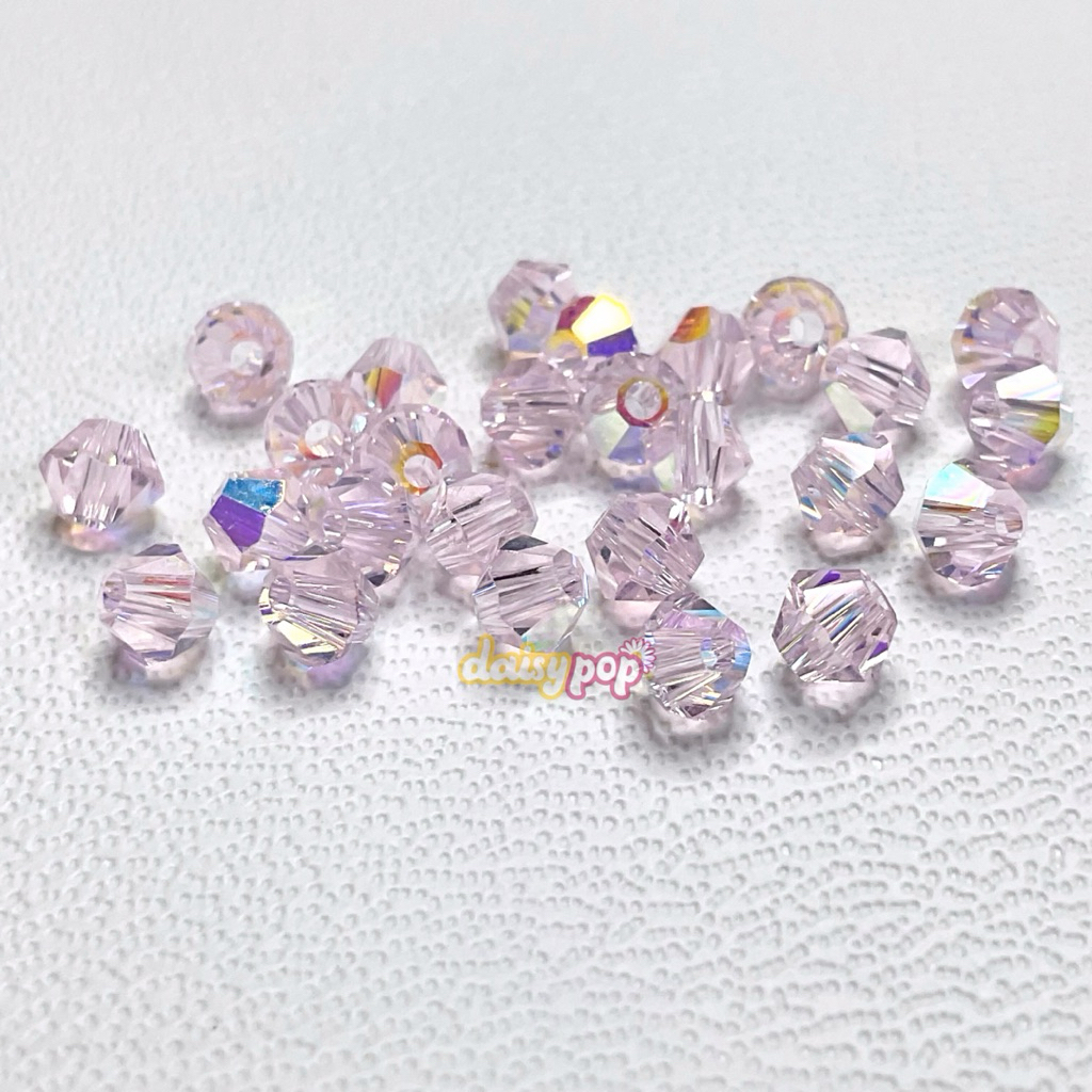 K9 Kristal Ceko Bentuk Bicone Kerucut 4mm - Crystal Ceko Grade K9 Cutting A5 ±100pcs