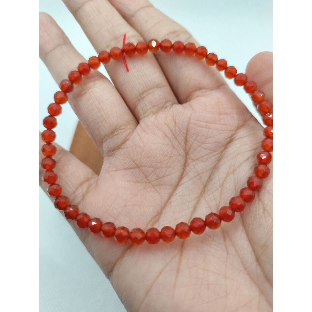 Gelang Batu Carnelian Cutting 4 mm