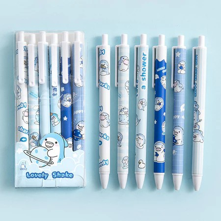 

[ATMS] JUAL PAKET 6 PCS PULPEN GEL LUCU 0.5MM PEN AESTHETIC MEKANIK TINTA HITAM.