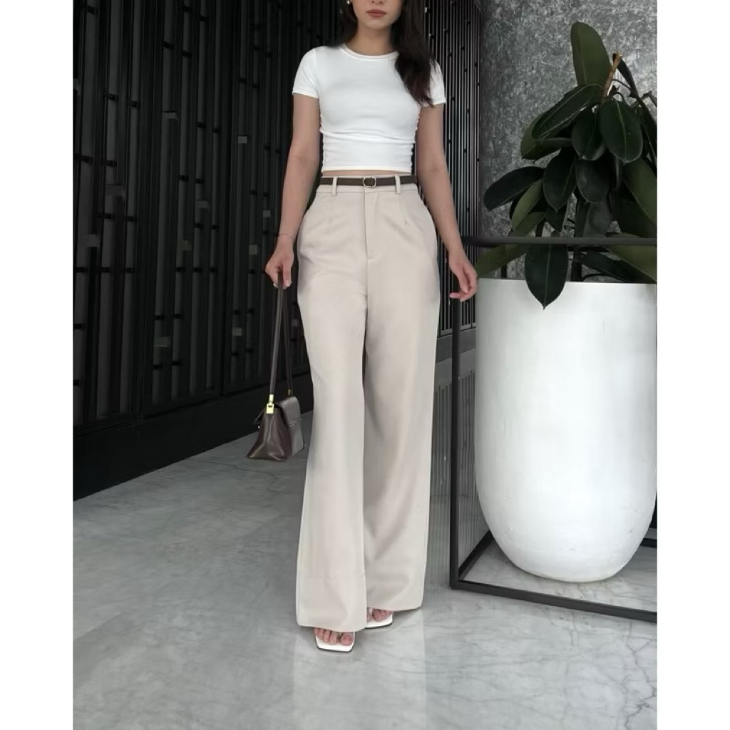 [Preloved New] Gracias Label - Mor Pants - Wide Leg Pants - Celana Wanita