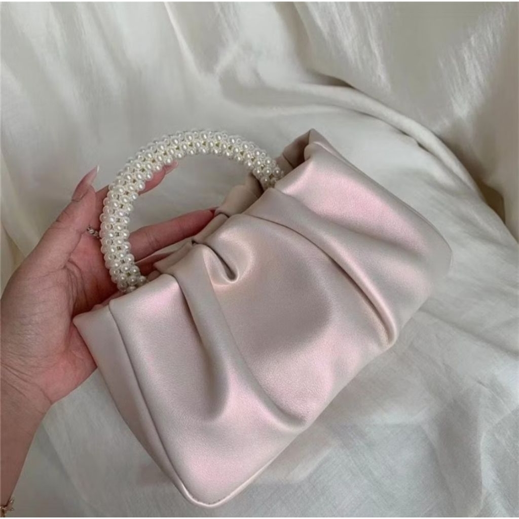 neww tas kondangan mutiara warna pearl pink