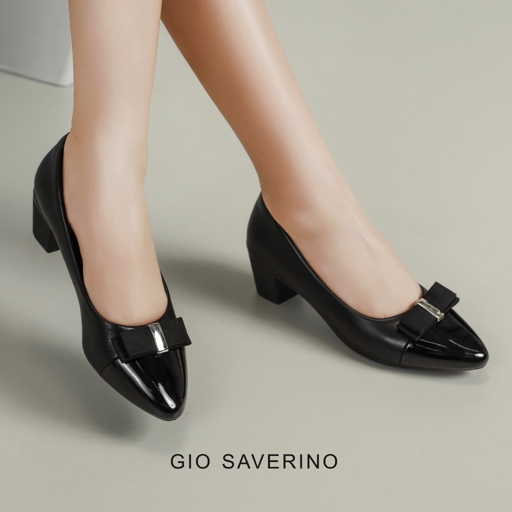 Gio Saverino Sepatu Wanita Hitam Hak Tahu Sepatu Pansus Korea Marigold
