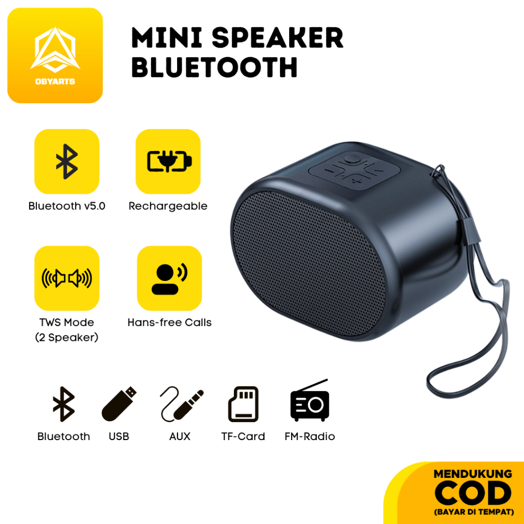 Speaker Bluetooth Mini TWS Music Box BT 5.0 Bass HD Sound Wireless Portable Stereo Alt Inbex In-01 H