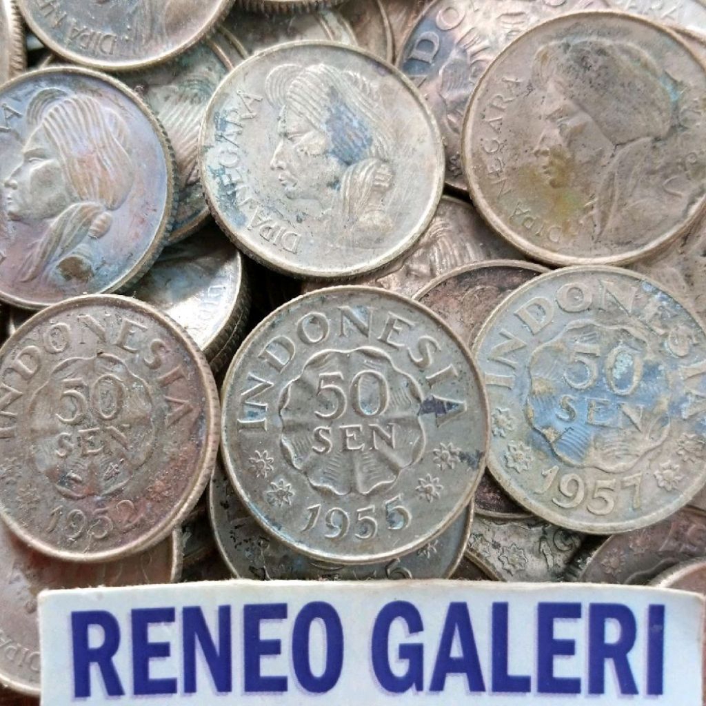 Jelek 50 Sen Diponegoro tahun 1952 1955 1957 Dipanegara dipo Uang koin kuno logam Indonesia asli ori