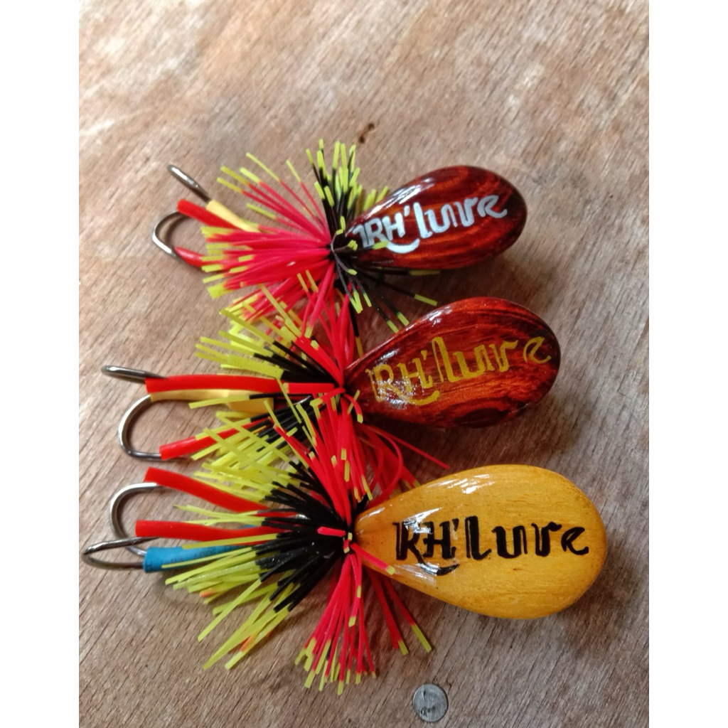 JUMP FROG TOPI 4CM KAYU ORIGINAL by RH LURE | UMPAN CASTING GABUS DAN TOMAN