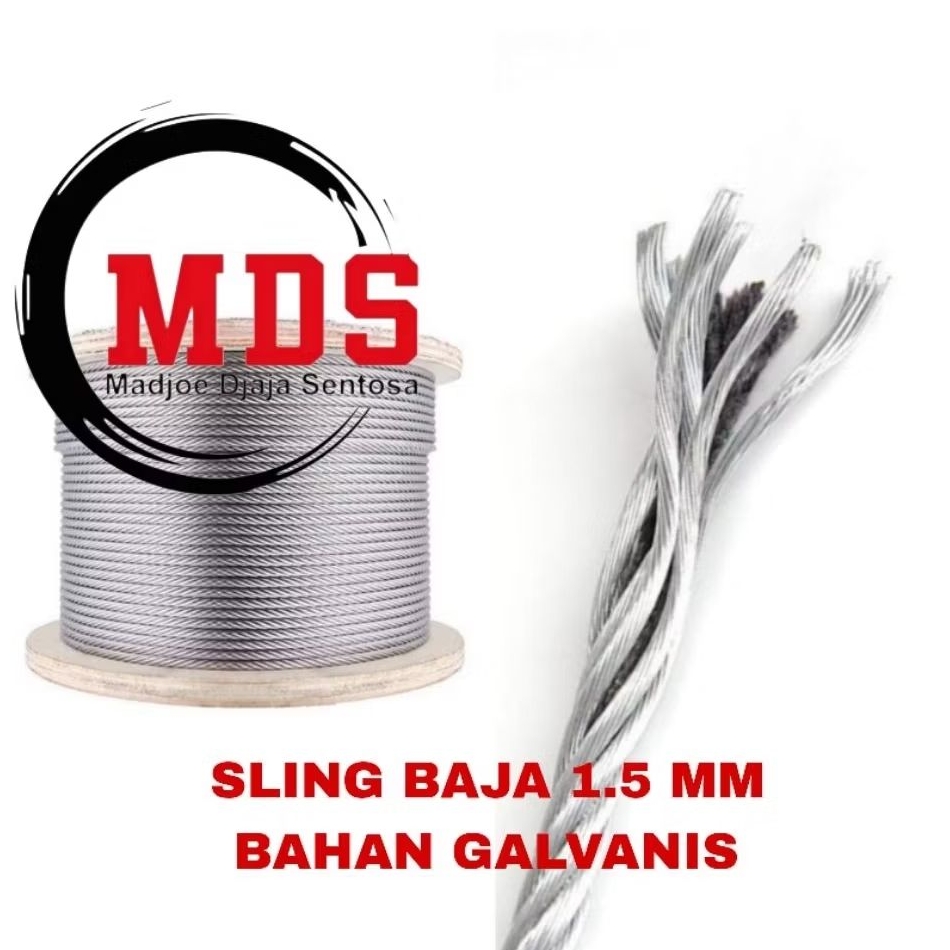 sling baja 1.5mm / seling baja 1.5mm / sling galvanis 1.5mm / seling galvanis 1.5mm / kawat baja gal