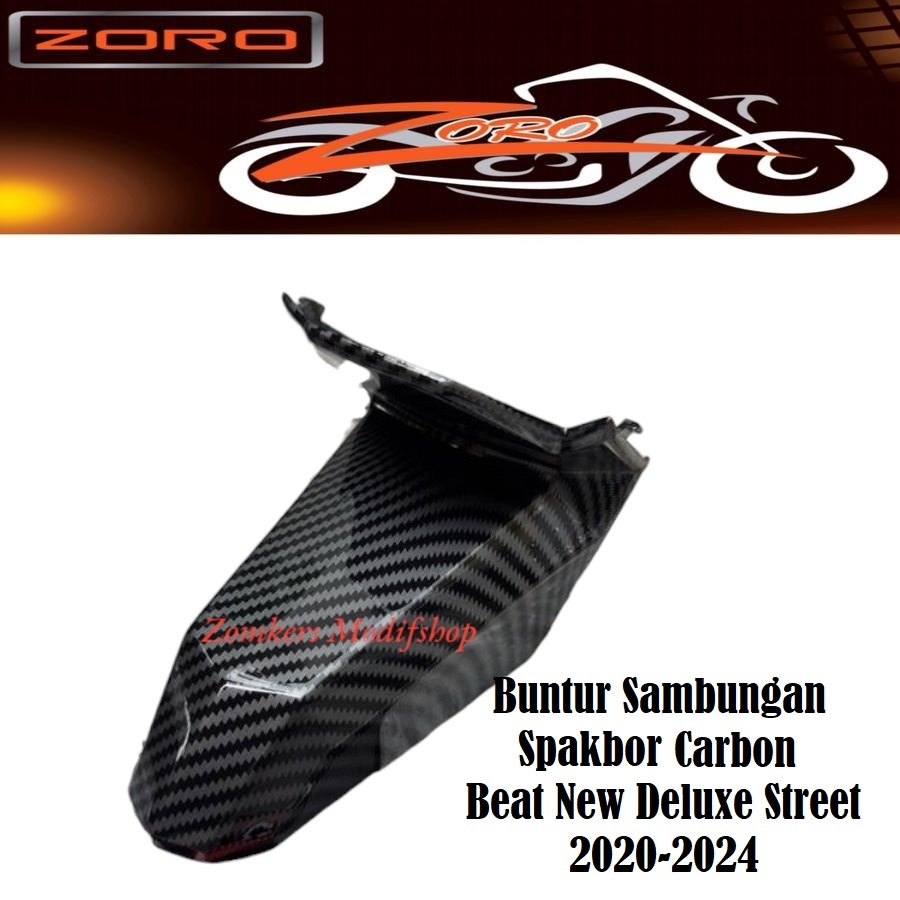 ZORO Buntut Sambungan Spakbor Belakang Carbon Beat Deluxe / Beat Street 2020-2024 Karbon Mengkilap