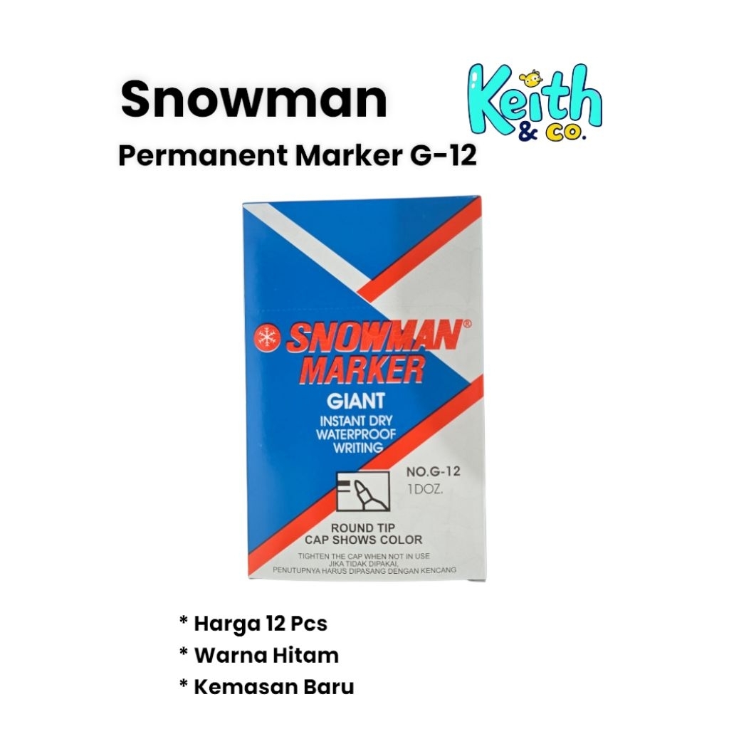 

[ 1 Lusin ] Spidol Permanen Snowman G12 / Snowman Permanent Marker G-12