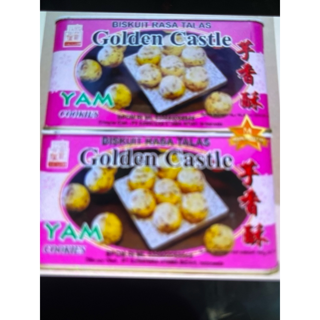 

GOLDEN CASTLE YAM COOKIES VEGETARIAN 700gr | BISKUIT KELADI IMPORT MALAYSIA