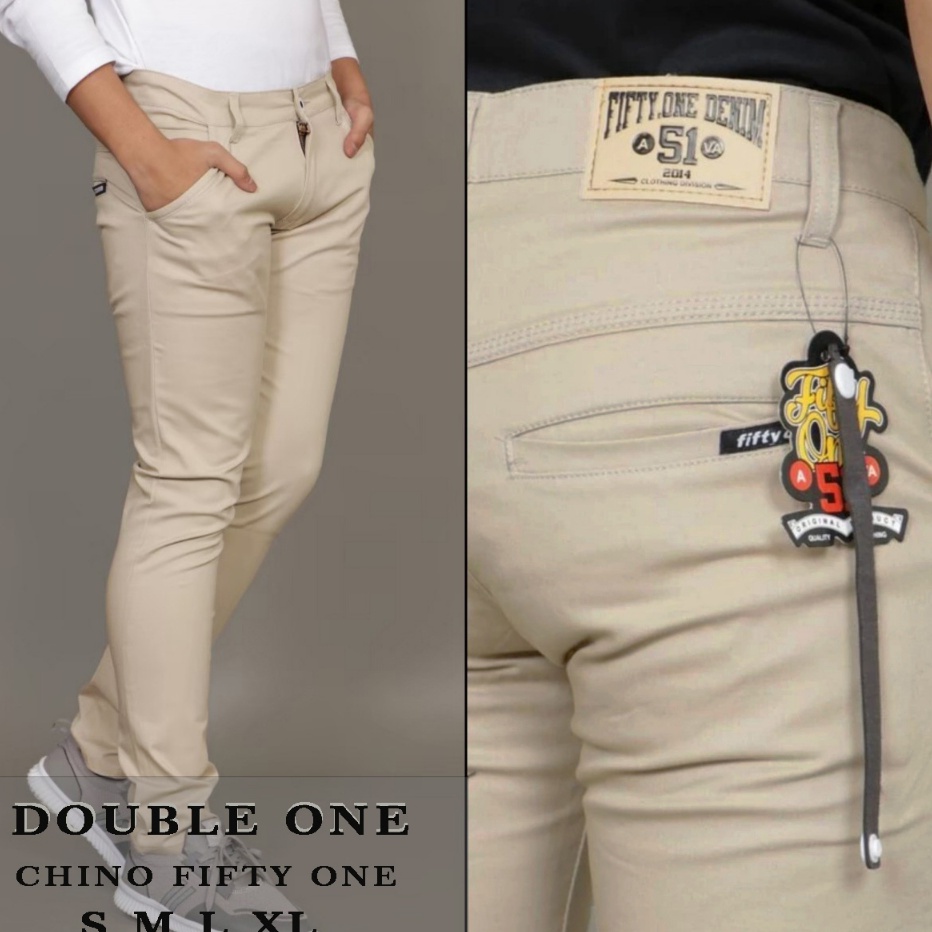 BISA COD  Celana Chino Pria Panjang Slim Fit Original FIFTY ONE DENIM