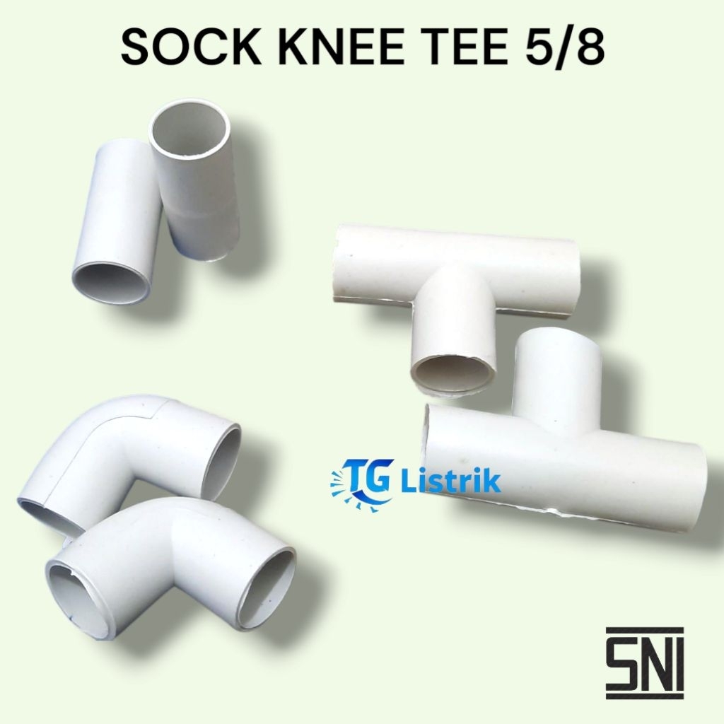 Sambungan Pipa Paralon Listrik 5/8" Inch Sock Knee Tee Putih