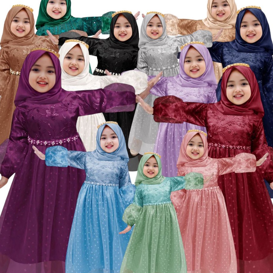 Gamis anak perempuan Meliana 211thn  baju pesta anak perempuan muslim  baju pesta anak muslim  gamis