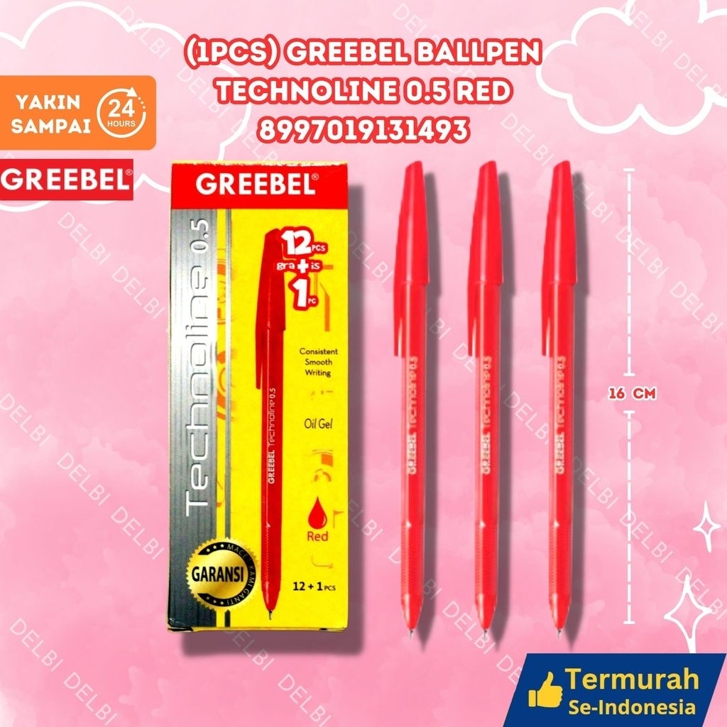

(1PCS) GREEBEL BALLPEN TECHNOLINE 0.5 RED (20 GROSS) BX3120