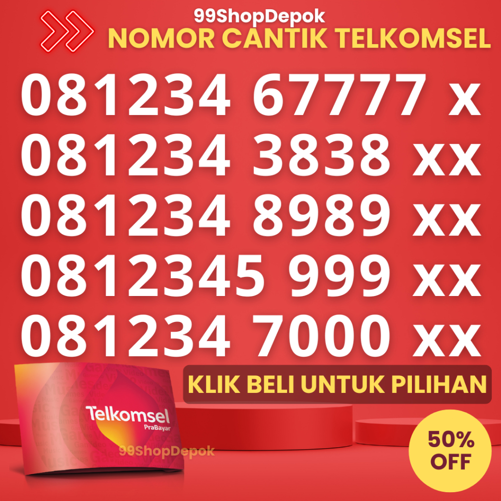 Kartu Perdana Nomor Cantik Telkomsel Simpati KODE 65.3 - Nomer Cantik Telkomsel 333000 - No Cantik S