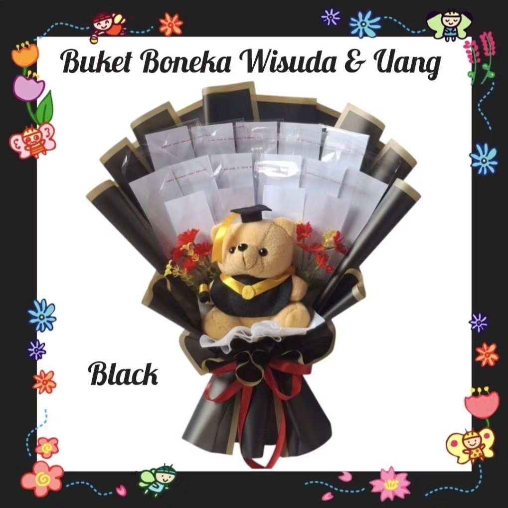 Buket Boneka Polos dan Uang / Buket Boneka Wisuda dan Uang