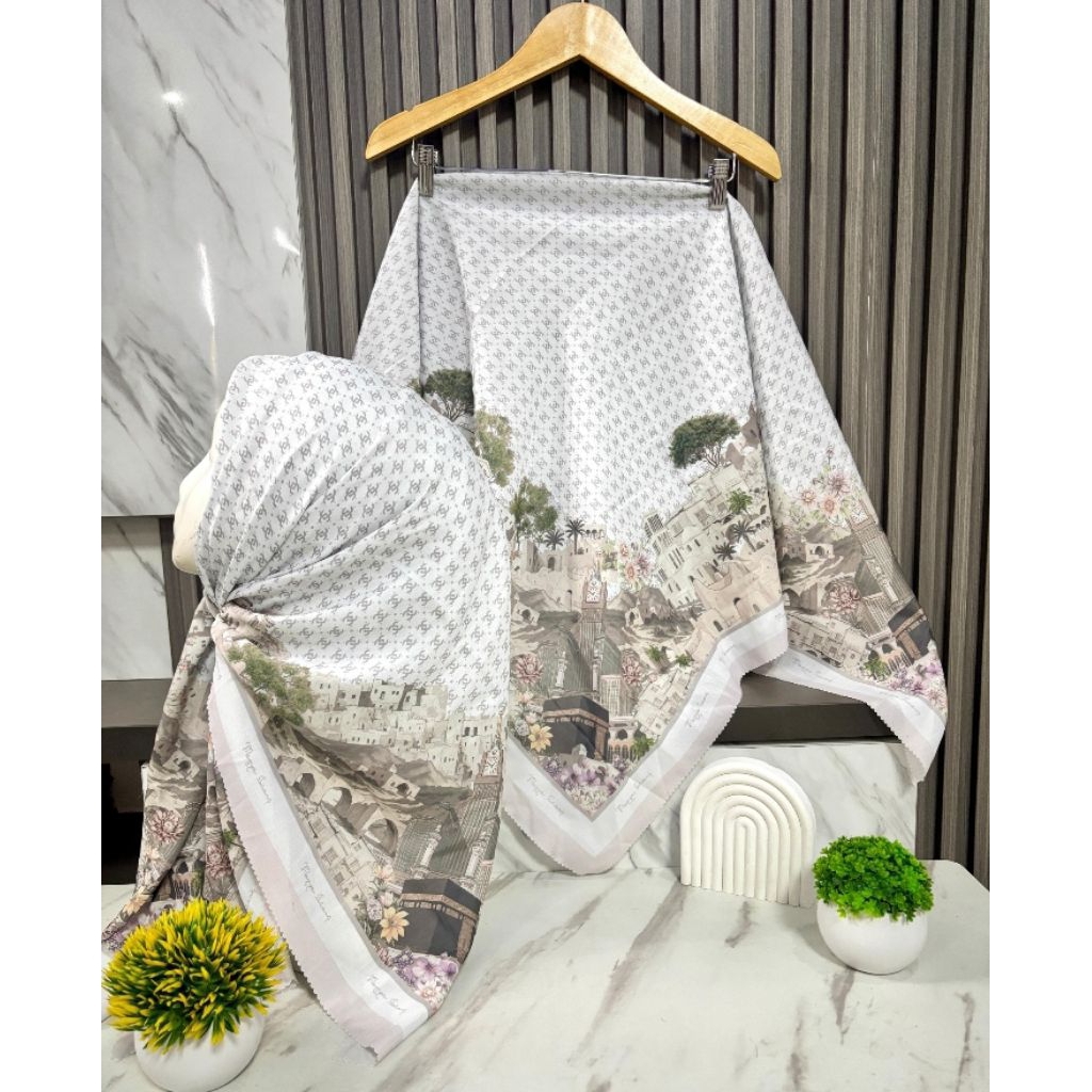 hijab motif Mekkah madinah kerudung oleh oleh haji umroh jilbab travel motif