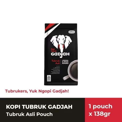 

Kopi Tubruk Gadjah Asli Pouch 138 g - Bubuk Kopi Hitam 138g