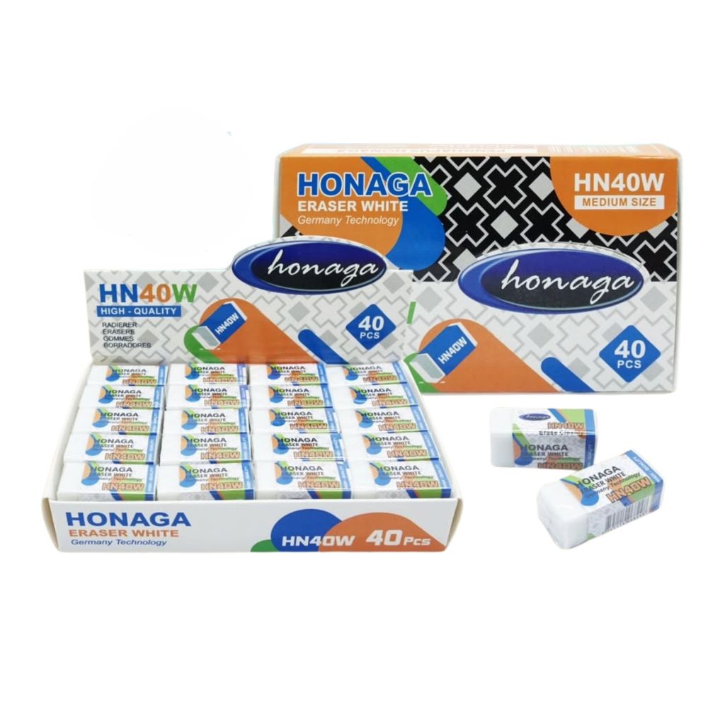 

[1 BOX / 40 pcs] Eraser Honaga HN40W White