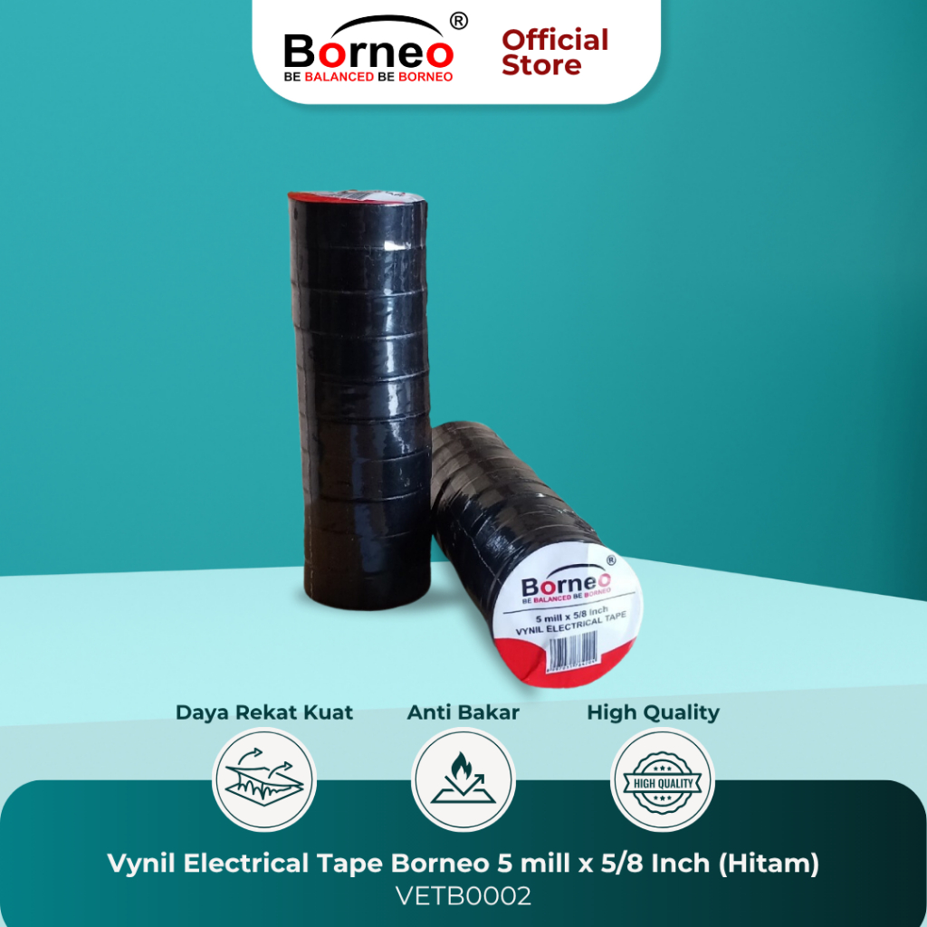 

10 Roll - Vynil Electrical Tape Borneo 5mill x 5/8 inch