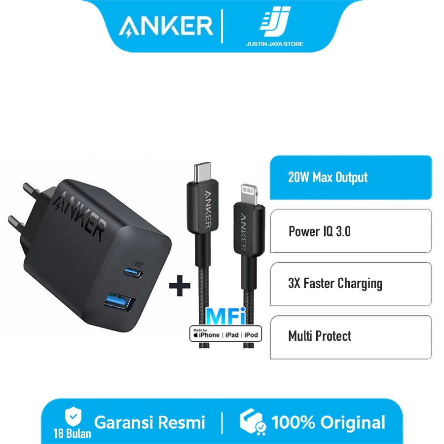 Anker Wall Charger Anker PowerPort 20W [A2347/A2348] Fast Charging Garansi Resmi Anker Indonesia