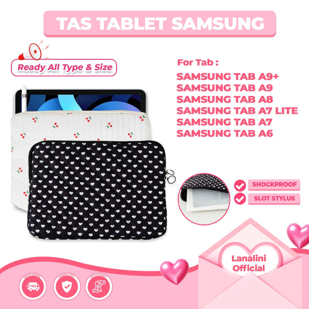 Tas Tablet Samsung Tab A9+ / A9 A7 10.4"/ A7 Lite / A8 11 inch Sleeve Case Cover Stylus Pillow Love