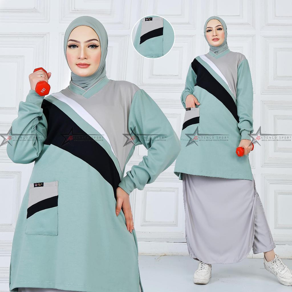 Setelan baju olahraga senam tunic syar'i ROK celana (ROCELA) / Stelan kaos senam rok celana wanita