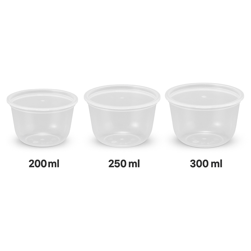SUAPI BOWL MANGKOK DENGAN TUTUP LANGSUNG THINWALL PLASTIK 200ML 250ML 300ML