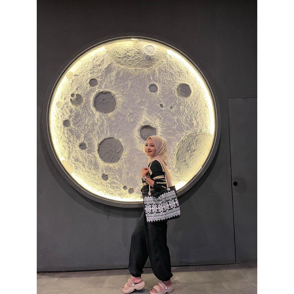 Tas Totebeg Wanita Murah Tas Pengajian Totebag Tali Sumbu Penutup Resleting