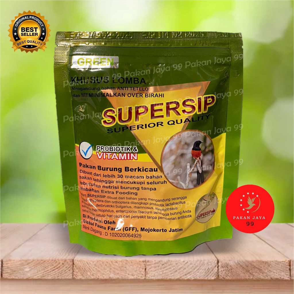 READY  SUPERSIP HIJAU GREENSUPERFIT VOER PAKANMAKANAN BURUNG MURAI KACER PLECI HWAMEI PROTEIN TINGGI
