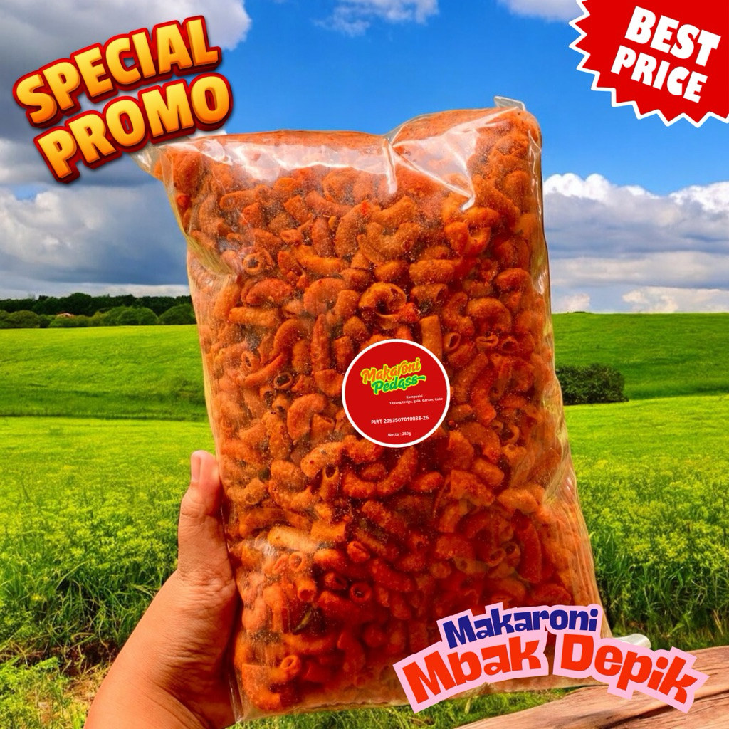 

Makaroni Mbak Depik 1/4kg | Makaroni Pedas Extra | Makaroni Surabaya