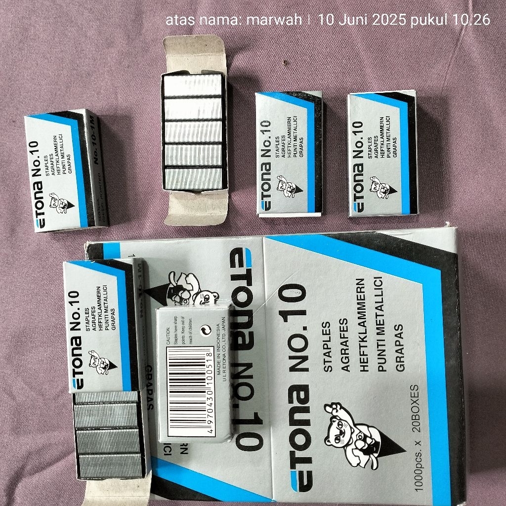 

ANAK HEKTER ETONA NO.10 ISI 20 BOXS/ISI HEKTER STAPLES