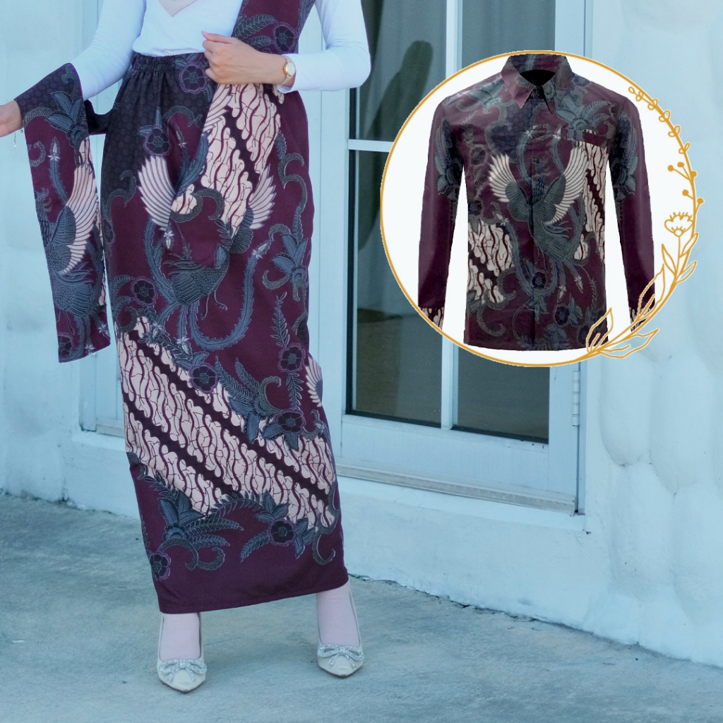 Batik Couple Termurah - Rok Batik Couple Bawahan Kebaya Modern Kemeja Slimfit Baju Batik Furing Baju
