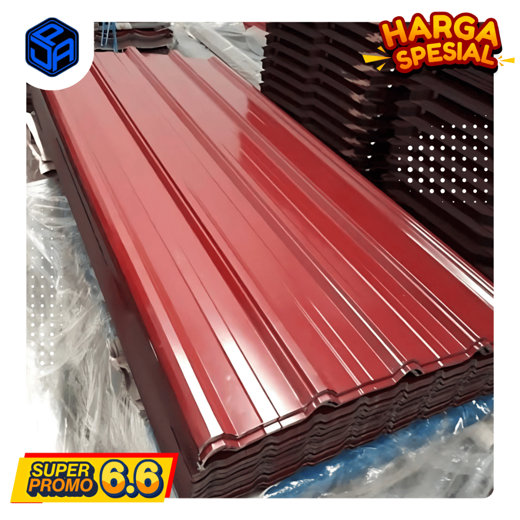 Atap Spandek Maroon 0,25mm 6Meter - 3meter