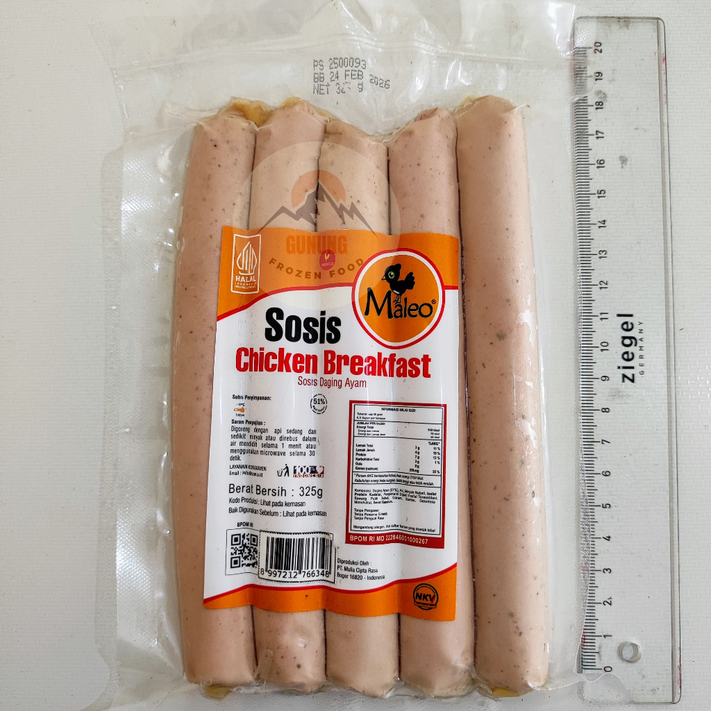 

Maleo Sosis Chicken Breakfast, ayam 51%