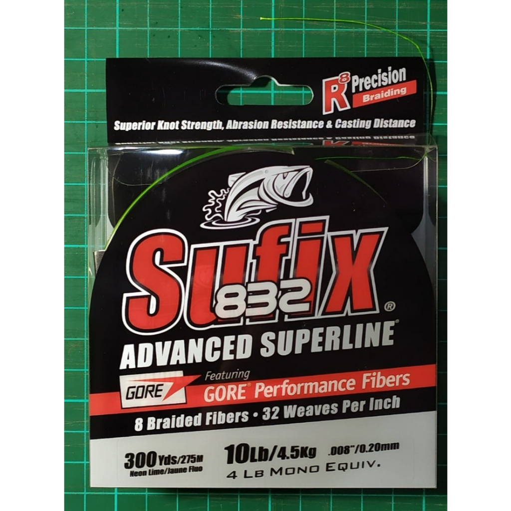 LINE / SENAR / KENUR PE BRAIDED SUFIX 832 300YDS NEON LIME