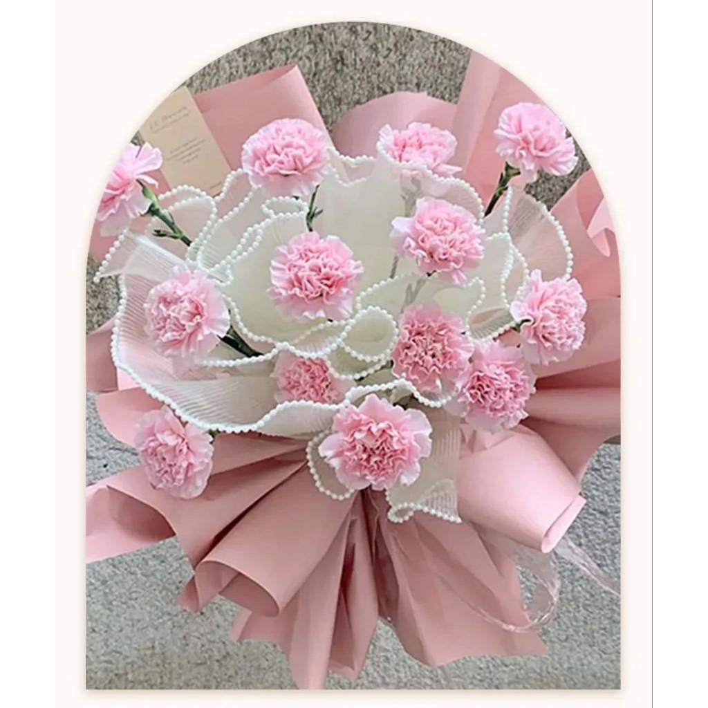 

korean wrap flowers curly/ renda mutiara 28*4yard