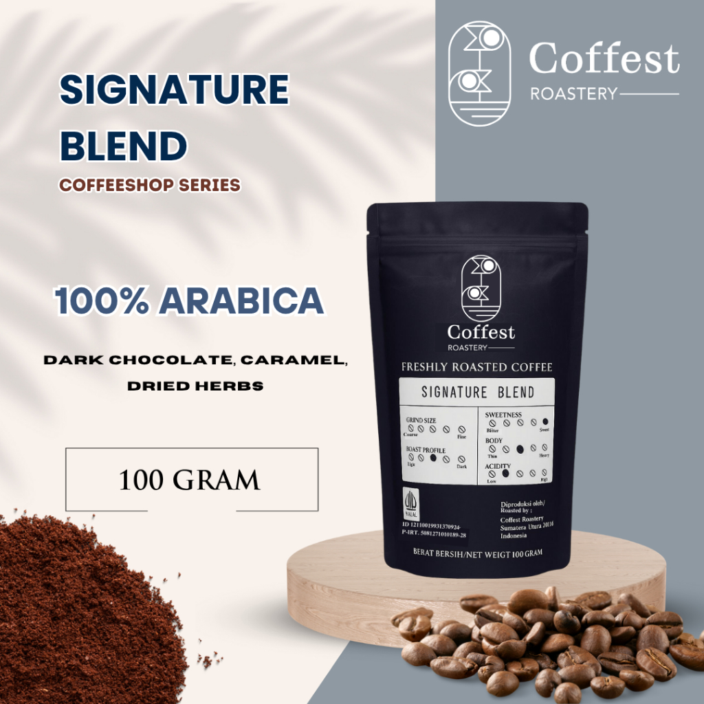 

Coffest Roastery - Signature Blend 100 gram - Roast Bean Biji Bubuk Kopi 100% Arabika Grade 1