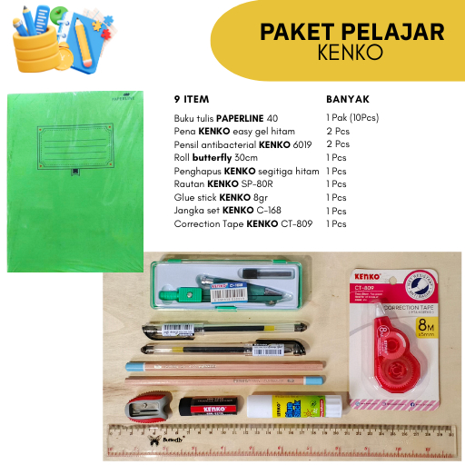 

Paket alat tulis KENKO/ perlengkapan sekolah/ tahun ajaran baru