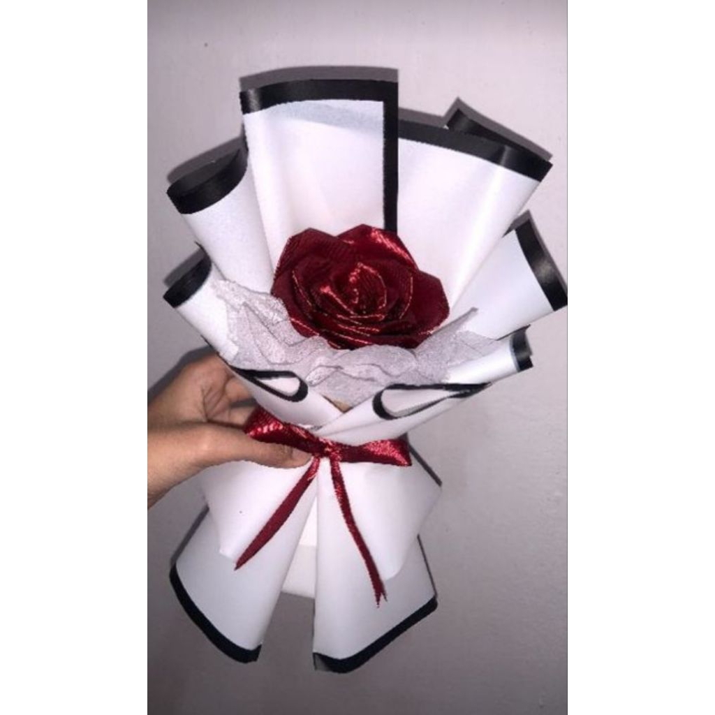 

buket pita satin 1 tangkai/buket satin/ buket 1 tangkai/ single bouquet/Mawar satin/buket murahh