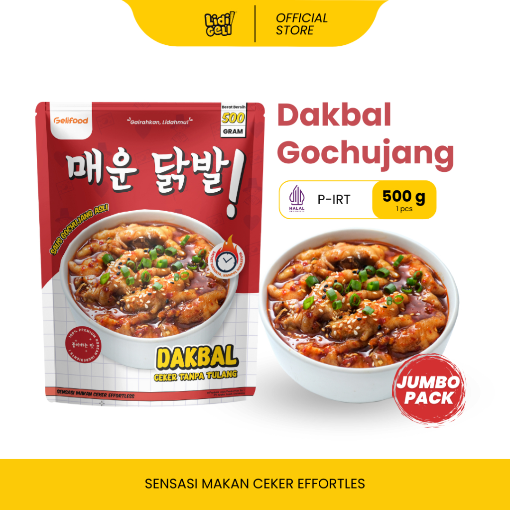 

Geli Food - 1/2 kilo Dakbal Ceker Saos Gochujang Korean Food Halal Instan 500gram