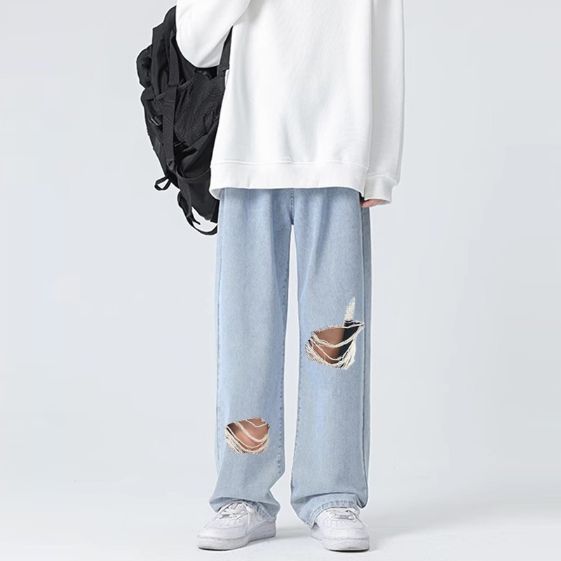 Celana baggy jeans pria Celana Jeans Sobek Premium Celana jeans panjang pria Casual Boyfriend Jeans