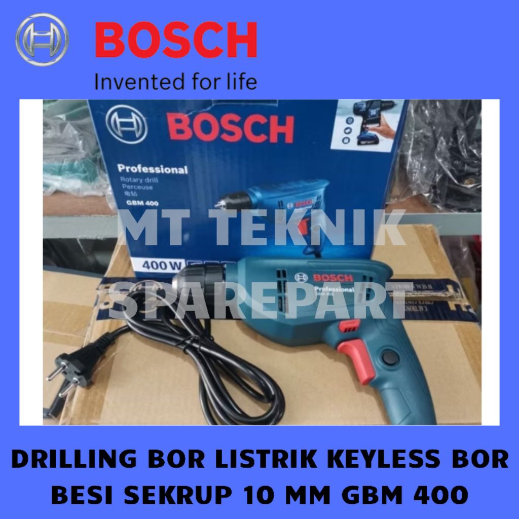 BOSCH MESIN BOR DRILLING KEYLESS 10 MM GBM-400 ORIGINAL