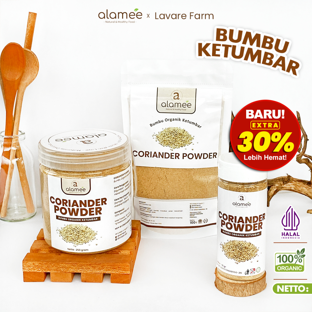 

Ketumbar Bubuk Organik Bumbu Dapur Coriander Powder Murni Asli Tanpa Campuran Bumbu Organik toples praktis
