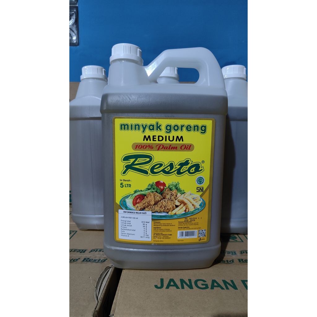 

MINYAK RESTO JERIGEN 5 L/ Minyak Goreng Jerigen/ 1 dus isi 4 Jerigen