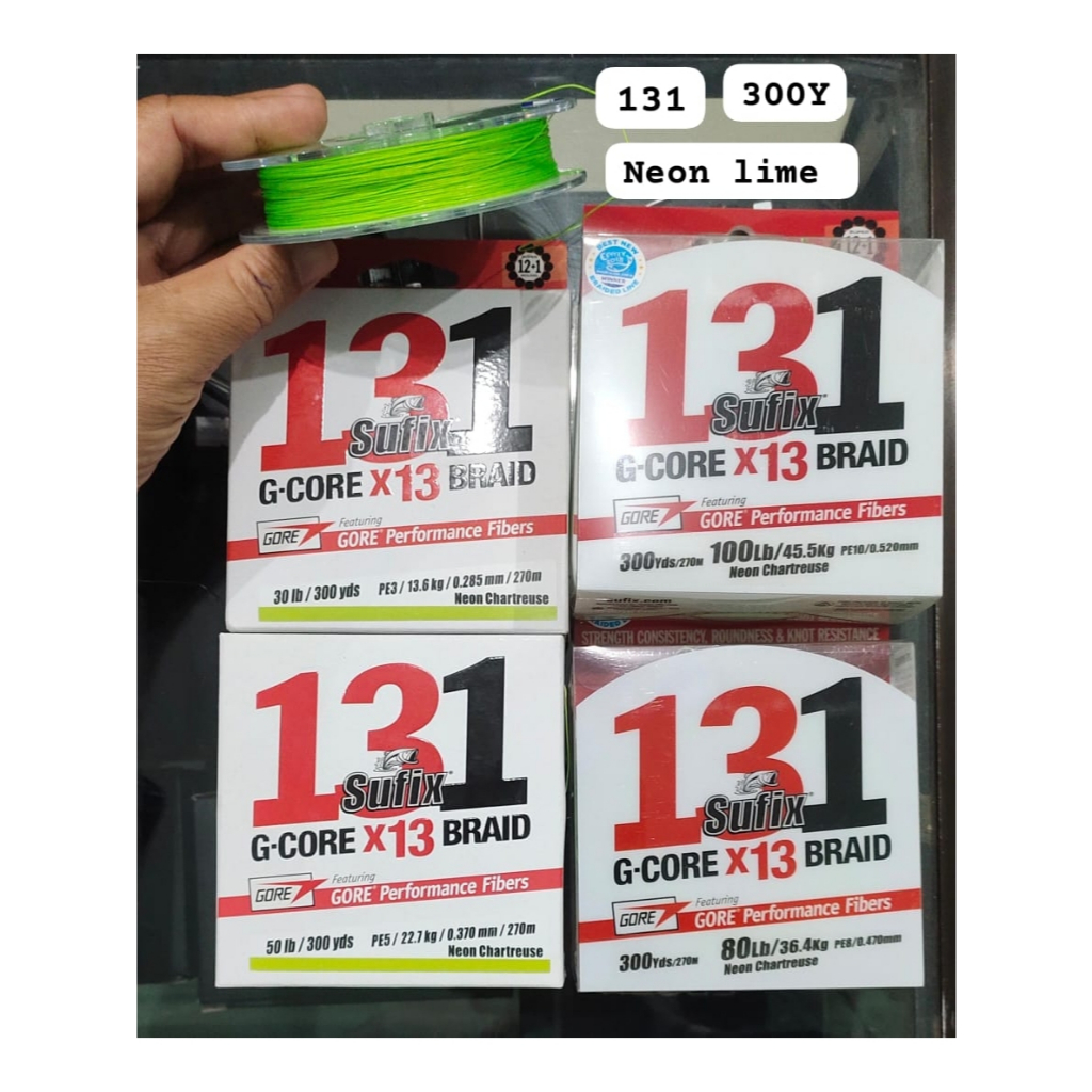 LINE / SENAR / KENUR PE SUFIX 131 300YDS / 270M NEON LIME