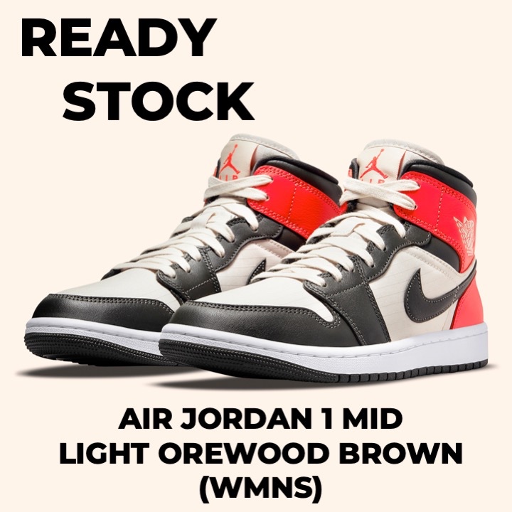 Nike Air Jordan 1 Mid Light Orewood Brown Newsprint (WMNS)