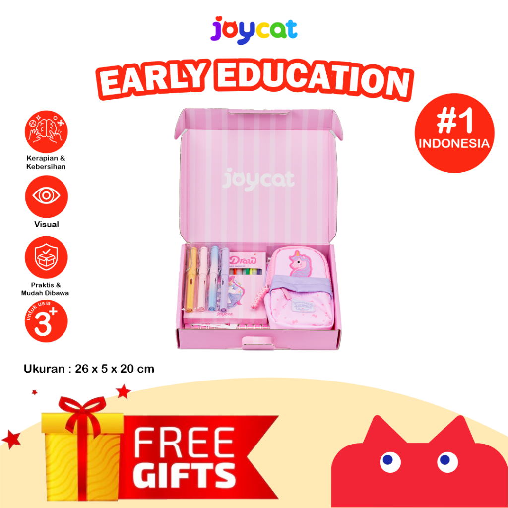 

BONUS FREE GIFT! Joycat Kotak Pensil Anak - 7 in 1 Pack Stationery Kids - Paket Alat Tulis Sekolah Anak | Pink Unicorn