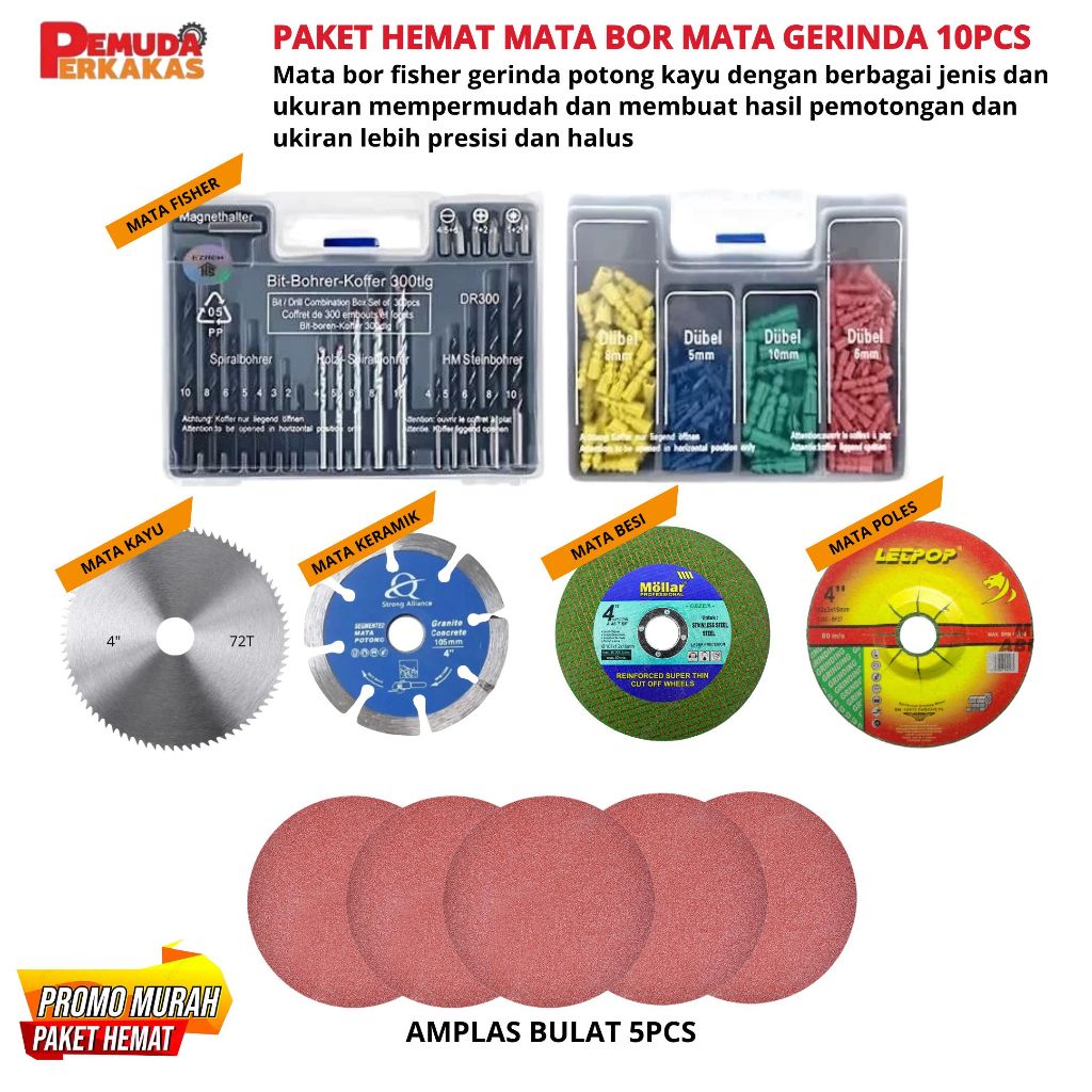 Mata Bor -Mata Bor Besi Baja Asli- Mata Bor Besi Kayu Beton - Mata Grinda Potong Besi Keramik Kayu P