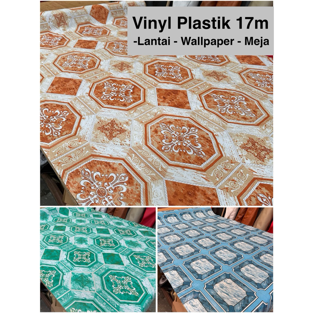 Karpet Vinyl Lantai Plastik Wallpaper Dinding Perlak Meja Roll 17m