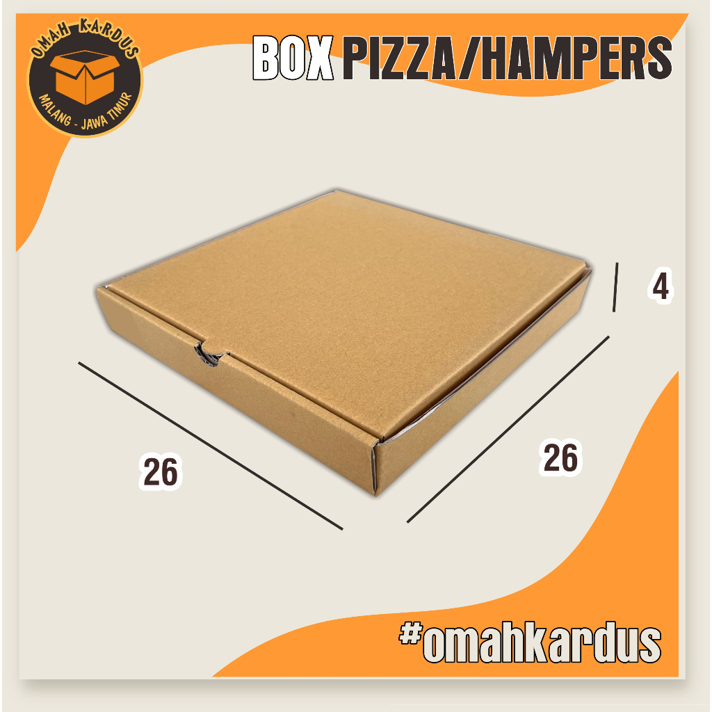 

Box Pizza/Hampers 26x26x4 cm / kardus box polos / kardus hampers / box diecut / box hampers / kardus pizza / box pizza / kardus baju / box hijap / kardus dus box pizza